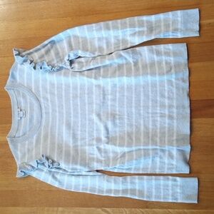 J. Crew Striped Long Sleeve Shirt with Ruffles women's casual Top, Small